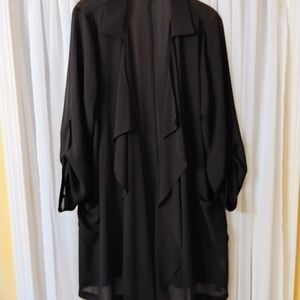 Joan Rivers Black Chiffon Duster/Cardigan